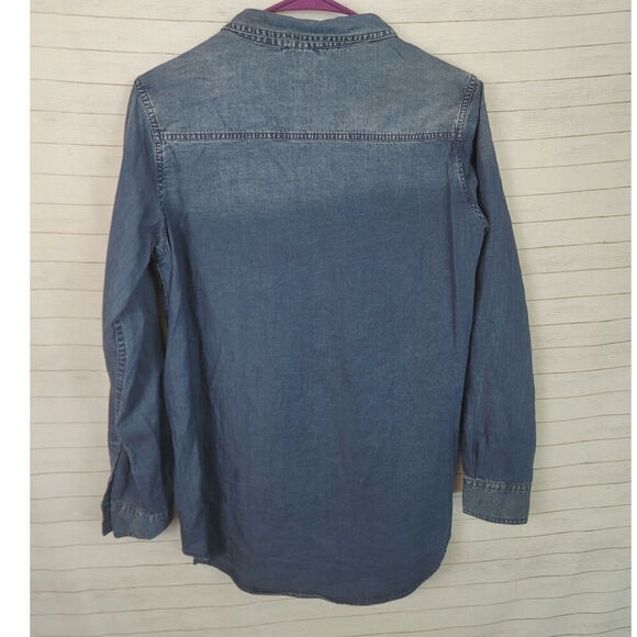 Sundance Larkes Tune Chambray Long Sleeve Button Up, sz Medium - Picture 6 of 10
